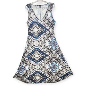 Deborah Viereck Tie-Dye Midi Dress - Women's Large - Blue Micro-Fiber